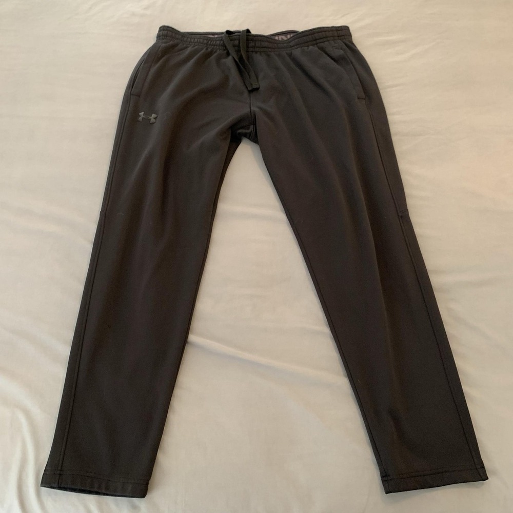 Under Armour Track Pants Mens XL Black ColdGear Fleece Elastic Waist Pockets